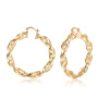 Fashion copper round hoop 18K gold plated texture earrings accessories Fashion copper round hoop 18K gold plated texture earrings accessories