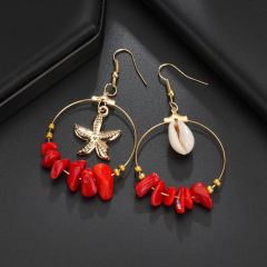 2019 New design geometric dangle sea shell long hoop earrings for women