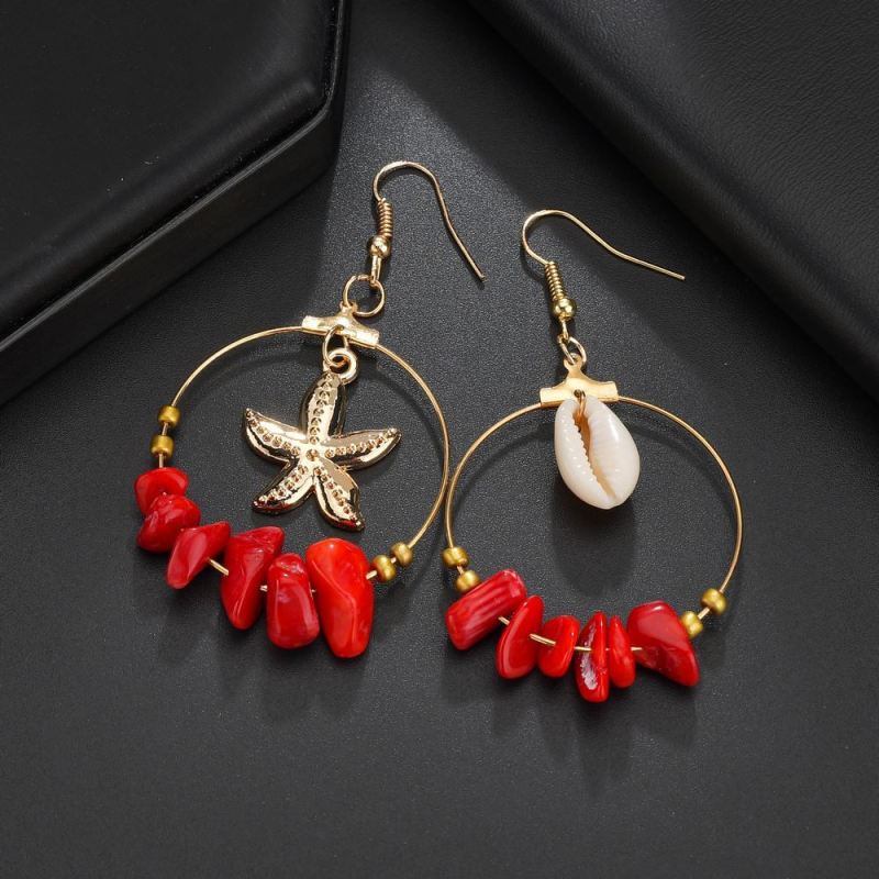 2019 New design geometric dangle sea shell long hoop earrings for women 2019 New design geometric dangle sea shell long hoop earrings for women