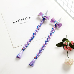 Fancy girls barrette kid hair extens clip unicorn hair bows glitter