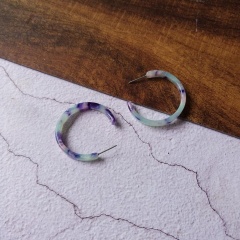 Handmade acrylic acetate Platewomen's accessories new style creative trendy crystal hoop earrings