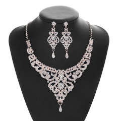 Rhinestone crystal Party gold Necklace Earrings wedding bridal jewelry set Rhinestone crystal Party gold Necklace Earrings wedding bridal jewelry set