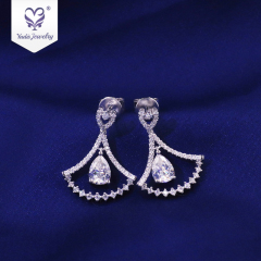 14K 18k  jewelry beaded Teardrop Dangle stu disc Moissanite charm Diamond  earring