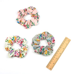 Spring and summer bulk women girls printed floral fabric cotton scrunchies for hair