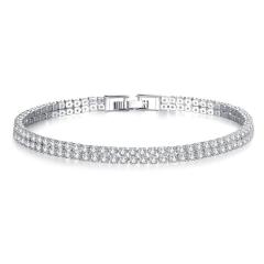 Amazon women Tennis one double three row CZ crystal zircon stone bracelet bangle Jewelry