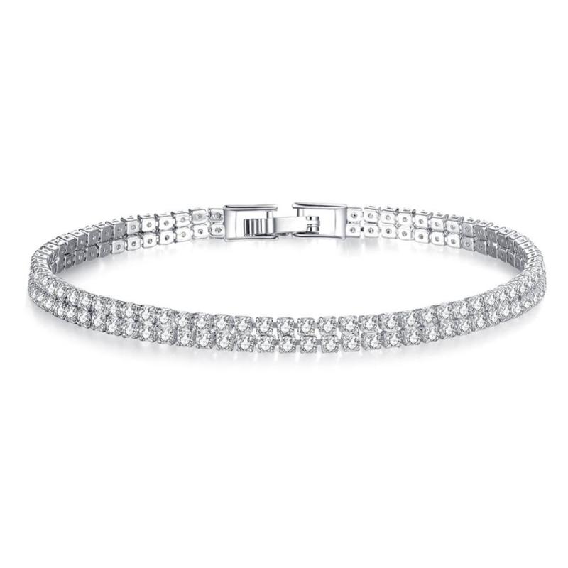 Amazon women Tennis one double three row CZ crystal zircon stone bracelet bangle Jewelry Amazon women Tennis one double three row CZ crystal zircon stone bracelet bangle Jewelry