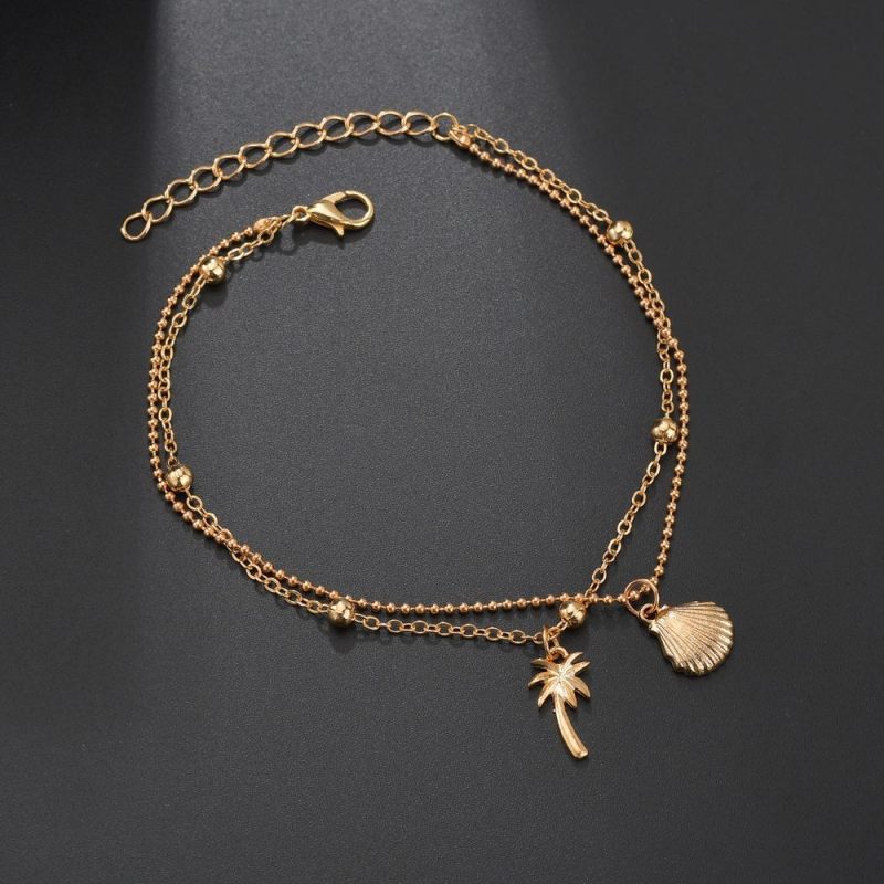 Bali jewelry coconut shell gold jewelry beach ankle bracelet anklet chains sets for women