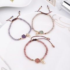 Handmade Natural Stone Bead Bracelet Colored Druzy Resin Weaving Stretch Bracelet
