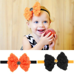 2020 Soft lace design black and orange baby girls headband hairband for kids hair accessories