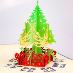 OEM hot sale handmade christmas tree greeting popup 3d christmas cards