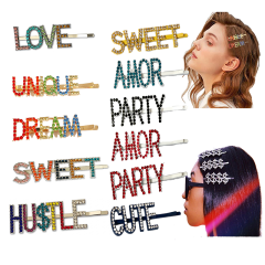 fashion custom vintage Hair Barrettes alphabet letter korean color crystal name hair clip fashion custom vintage Hair Barrettes alphabet letter korean color crystal name hair clip