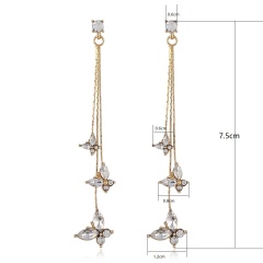 amazon ins Customized korean fashion trendy Zircon Jewelry Fashion Gold Long Drop Diamond Earrings for Women
