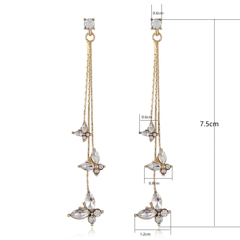 amazon ins Customized korean fashion trendy Zircon Jewelry Fashion Gold Long Drop Diamond Earrings for Women