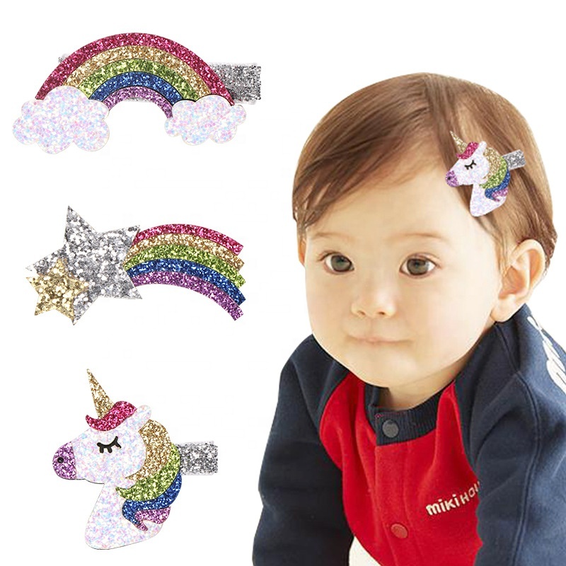 Unicorn background three styles star cloud loose sequin decorative hair claw clips
