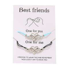 Amazon ins fashion adjustable handmade rope best friend bracelets love couple friendship with Blessing card
