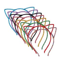 2020 trendy custom colorful polyester glitter bling cat ear headband