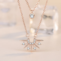wish korean vermeil charm layer sunrise zircon necklace 18k gold plated choker 925 silver wish korean vermeil charm layer sunrise zircon necklace 18k gold plated choker 925 silver