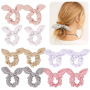 Top sale amazon wholesale custom korean rabbit ears hair holder stripe elastic hair ties Top sale amazon wholesale custom korean rabbit ears hair holder stripe elastic hair ties