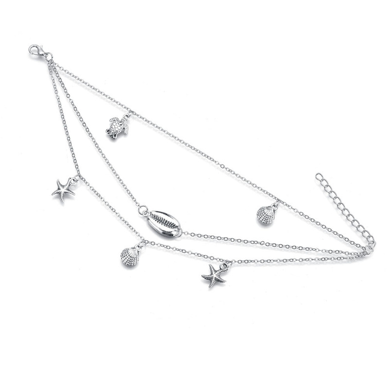 Hot sales Hawaii beach simple foot jewelry sea shell sea star anklets chains for ladies Hot sales Hawaii beach simple foot jewelry sea shell sea star anklets chains for ladies