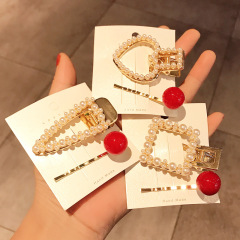 Wholesale fashion custom cute women girls heart circle metal pearl hair clips