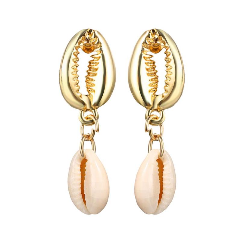 fashion best sell wish amazon korean women ladi jewelry earrings set ocean hoop drop shell earring