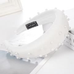 2020 amazon ins designer thick sponge velvet wide pearl hairbands headbands for women girls