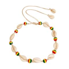 Handmade Jewelry Braided Colored Beaded Shell Short Rope Adjustable Choker Necklace Handmade Jewelry Braided Colored Beaded Shell Short Rope Adjustable Choker Necklace