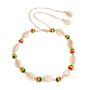 Handmade Jewelry Braided Colored Beaded Shell Short Rope Adjustable Choker Necklace Handmade Jewelry Braided Colored Beaded Shell Short Rope Adjustable Choker Necklace