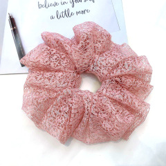 Amazon hot sale new design girls large elastic hollow lace scrunchies for hair