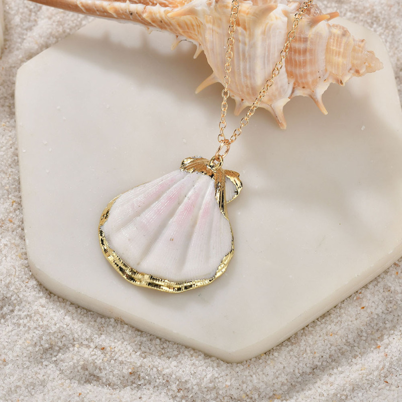 2019 fashion jewelry for women natural pink shell design big chain necklace