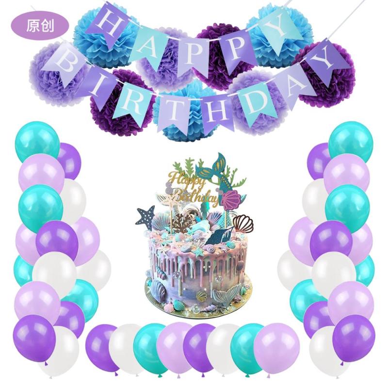 Wholesale Birthday glitter gold cake topper balloons Mermaid Party Supplies