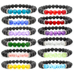 Bulk Custom Cheap Volcanic Ston Spherical Crystal Beads Bracelets for Women