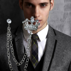 2020 INS amazon korean alloy rhinestone crystal cheap men's male brooches for men suit