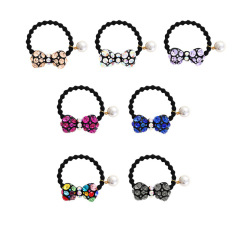 New colorful Knitted Fabric Hair band crystal rhinestone bow Hair tie