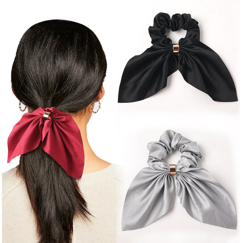 Bulk custom elastic pelo rabbit ear hair scrunchies for beautiful girls