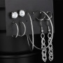 5 Pairs/set Vintage Simple Fringe Earrings Inlaid Rhinestone Hoop Earrings For Women 5 Pairs/set Vintage Simple Fringe Earrings Inlaid Rhinestone Hoop Earrings For Women