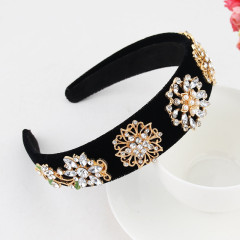 Women Hair Accessories Handmade Woven Crystal Headband Vintage Wide-brimmed Beaded baroque Headband
