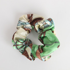 Scrunchy Elastic Ponytail Holder Silk print women Hair Bow hair ties