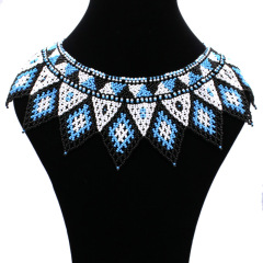 Wholesale Bohemian vintage African Tribal Handmade Shoulder Purple Statement crystal Beaded Ethnic bib Choker necklace