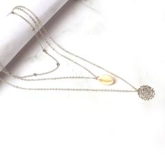Bohemian Shell Beach Jewelry Hollow Carving Pendant Multilayer Necklace for Women