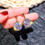 popular korea zircon earring ins jewelry circle multi color 925 silver hanging drop earring zircon