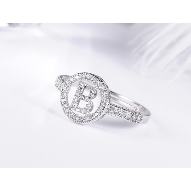 Glowing diamonds with 26 letters opening or girls adjustable slip hollow rings Glowing diamonds with 26 letters opening or girls adjustable slip hollow rings