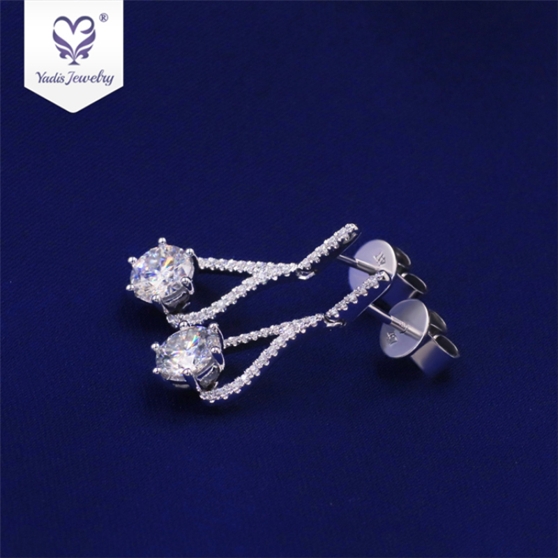 New Elegant Dangle 18k rose gold silver jewelry Moissanite diamond stud earring New Elegant Dangle 18k rose gold silver jewelry Moissanite diamond stud earring