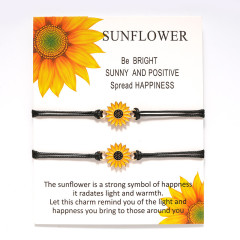 Amazon custom adjustable sunflower rope friendship bracelet woven for women men's with blessing card