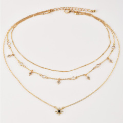 wholesale fancy Amazon ins fashion gold beach star sun layered necklace for women lady girls layers