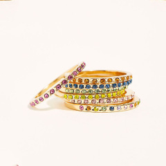 Fashion Rainbow Crystal Gemstone Jewelry Alloy Women geometric Diamond Rings Fashion Rainbow Crystal Gemstone Jewelry Alloy Women geometric Diamond Rings