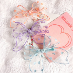 New candy color flocking love mesh gauze kids girls bow hair clips for children hair accessories New candy color flocking love mesh gauze kids girls bow hair clips for children hair accessories
