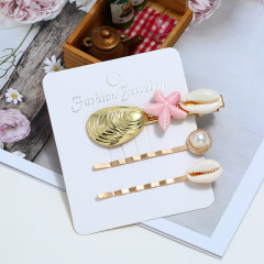 Summer Beach Fashion Pearl Shell Starfish Hairpins Hair Clips For Women