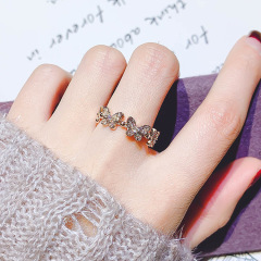 High quality women jewelry brass white steel bow shaped index finger open Rings