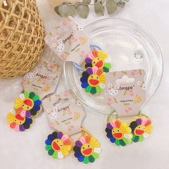 2020 summer children resin flower colorful elastic kids hair ties for baby girls